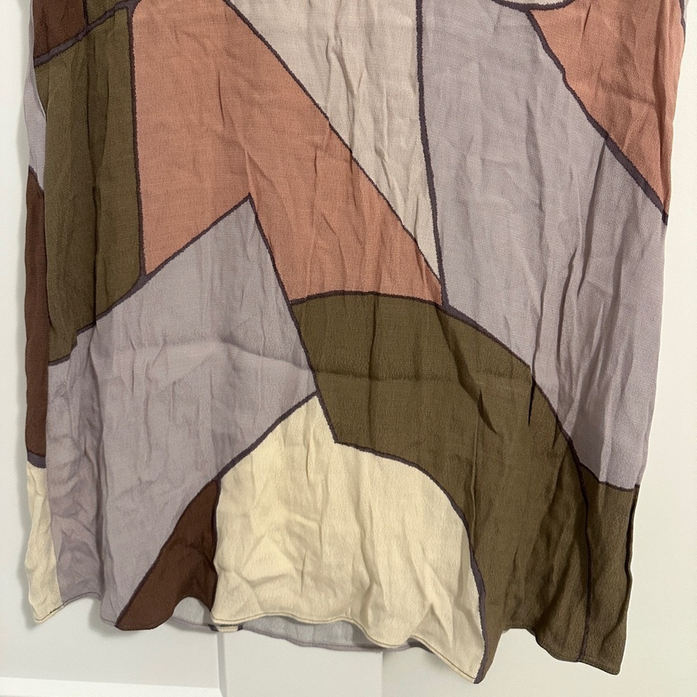 Aritzia Wilfred Tiegan Desert Abstract Print Short Sleeve Shift Dress Size Small - Picture 3 of 12